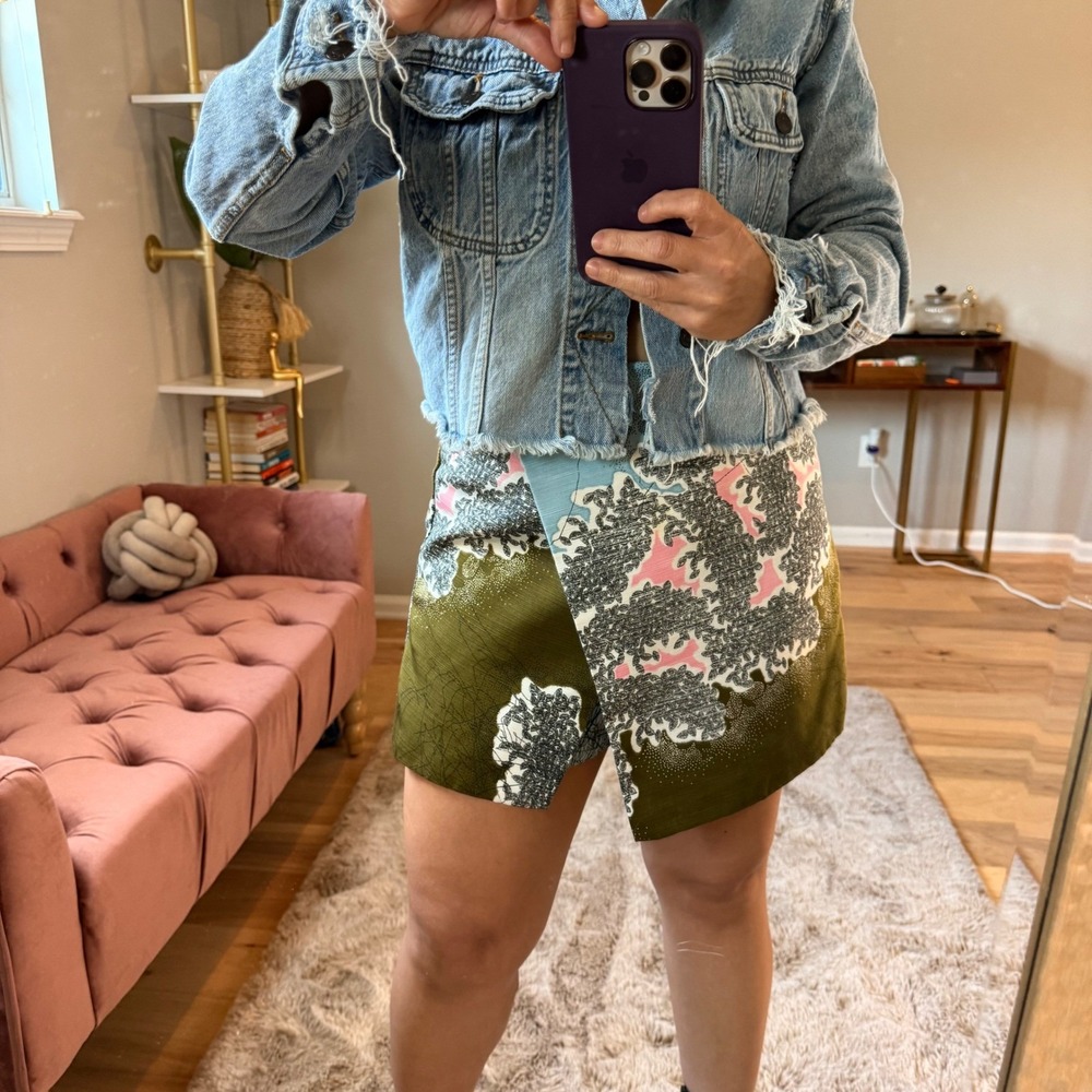 Topshop Skort Floral Print Blue Green Pink Women's Size 10 - Picture 2 of 7